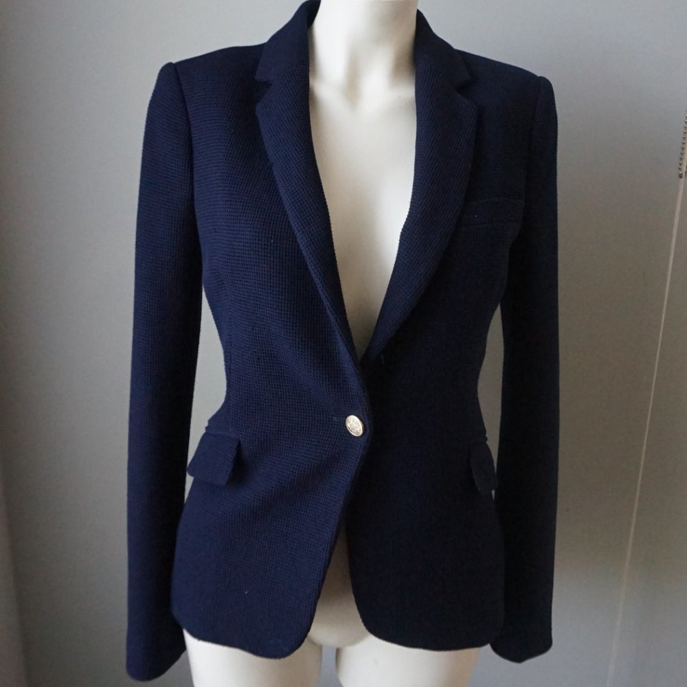 ZARA Navy Blue Blazer Jacket w/ Gold Buttons - XS